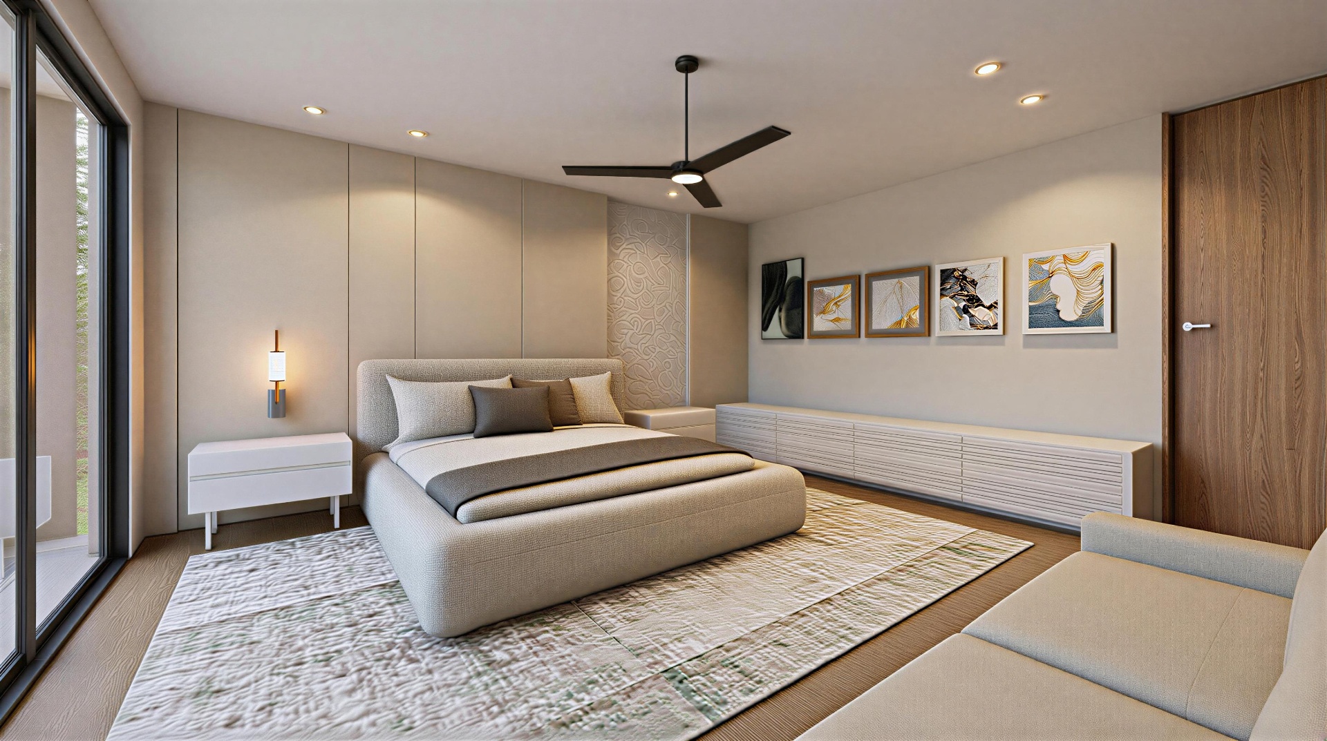 Habitación principal en tonos cálidos