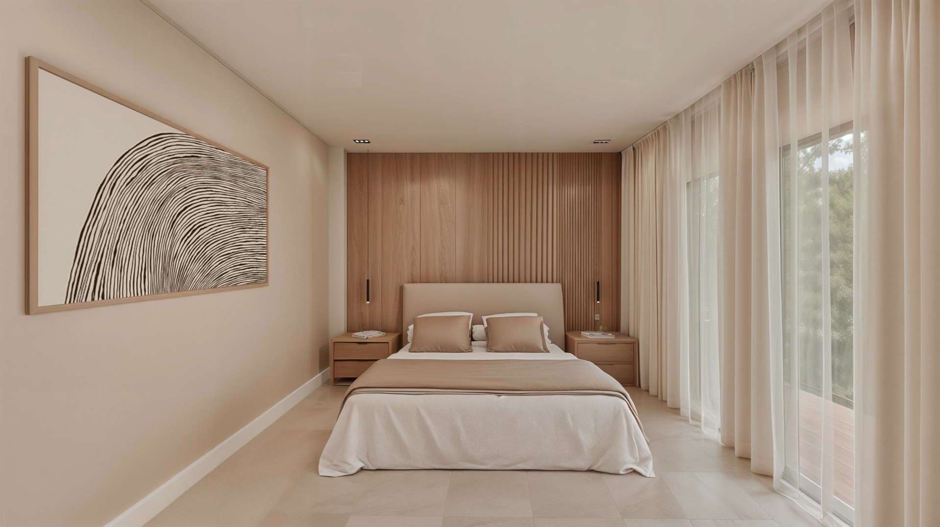Habitación cálida en tonos beige